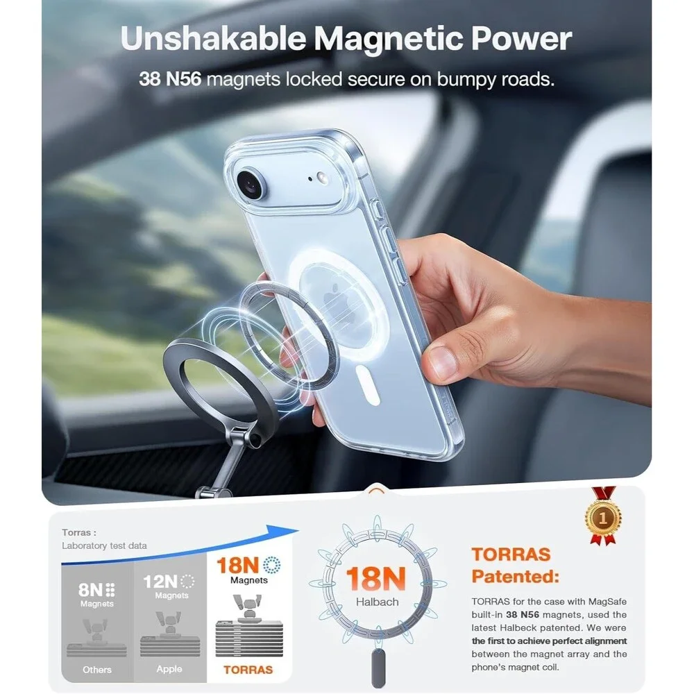 TORRAS Stronger Magnetic Clear for iPhone 17 Air Case, Anti Yellowing, Magsafe
